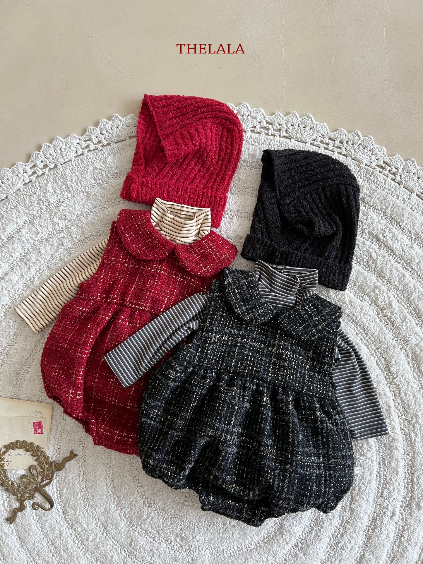 韓國童裝 25秋冬 | LA25456 Mock Neck Stripe Tee (Baby & Kids)