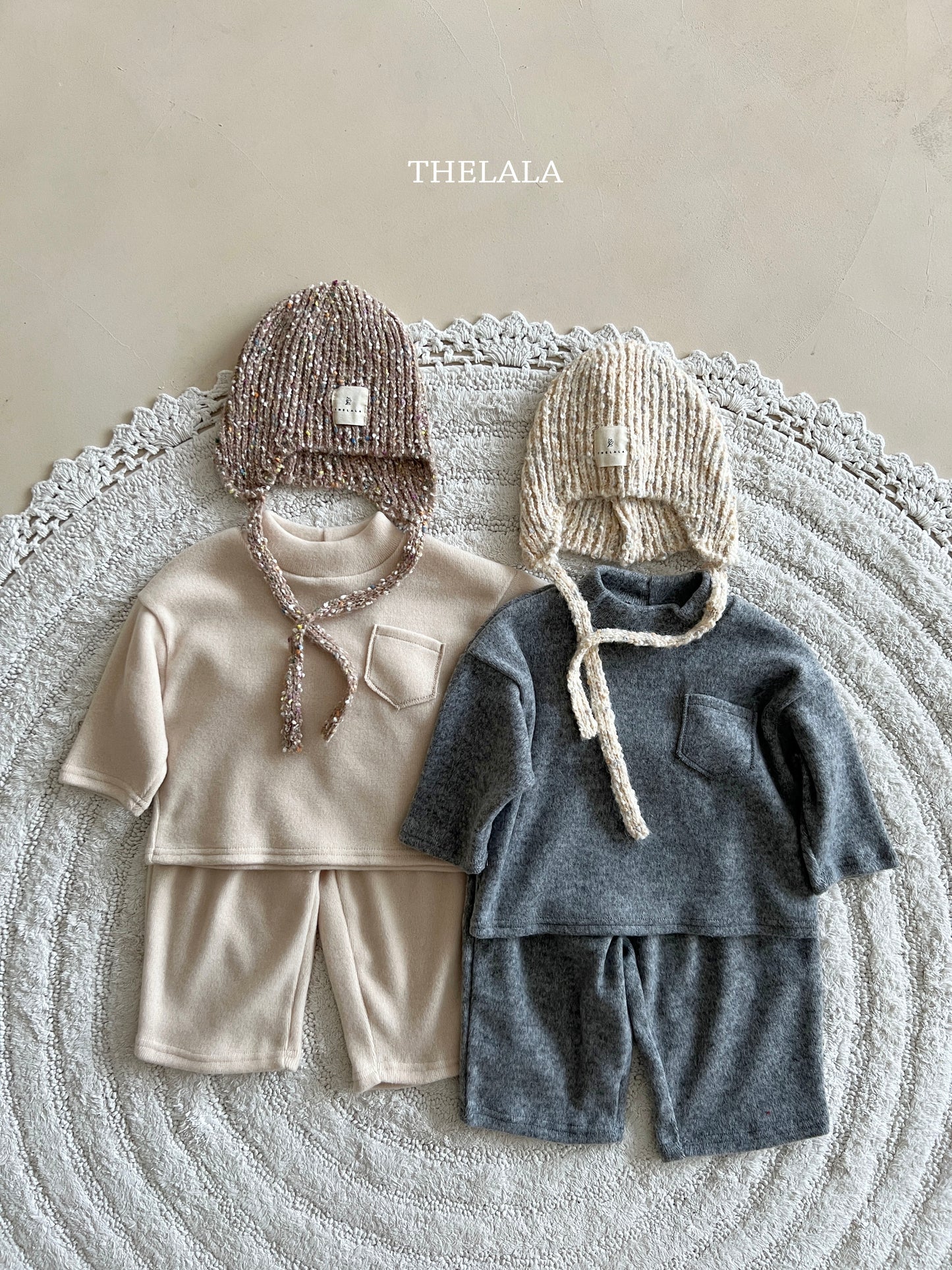 韓國童裝 25秋冬 | LA25457 Basic Mock Neck Top and Bottom Set  (Baby & Kids)