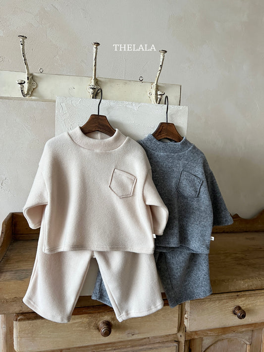 韓國童裝 25秋冬 | LA25457 Basic Mock Neck Top and Bottom Set  (Baby & Kids)