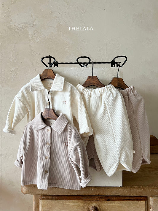 韓國童裝 25秋 | LA25347 Collar Top and Bottom Set (Baby and Kids)