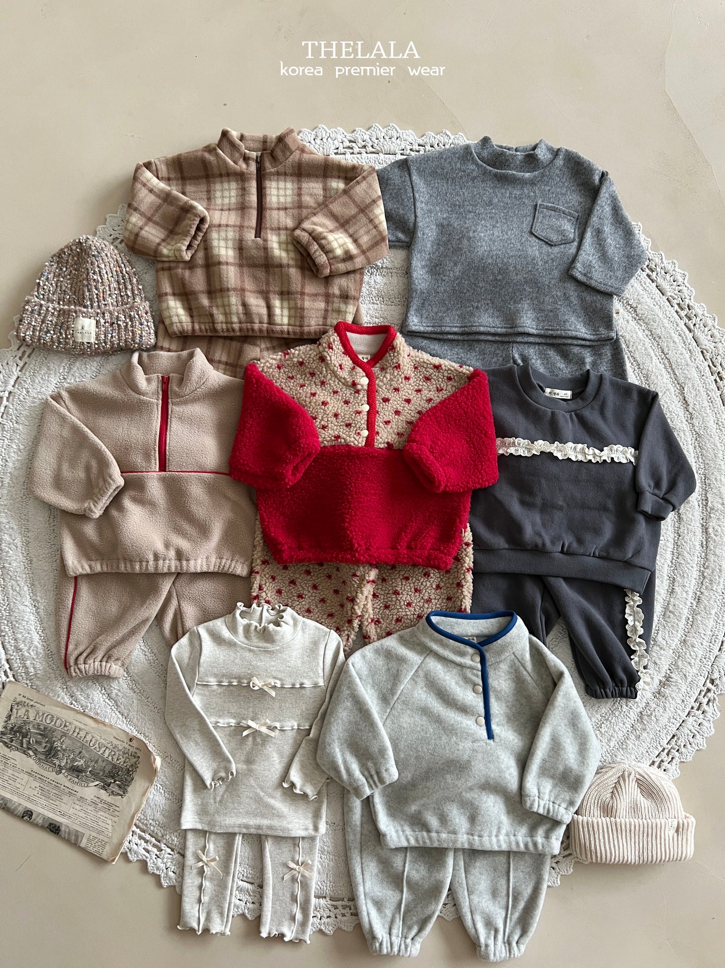 韓國童裝 25秋冬 | LA25457 Basic Mock Neck Top and Bottom Set  (Baby & Kids)