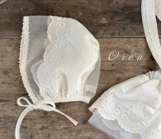 韓國童裝 25秋 | OR25303 Ribbon Lace Bonnet