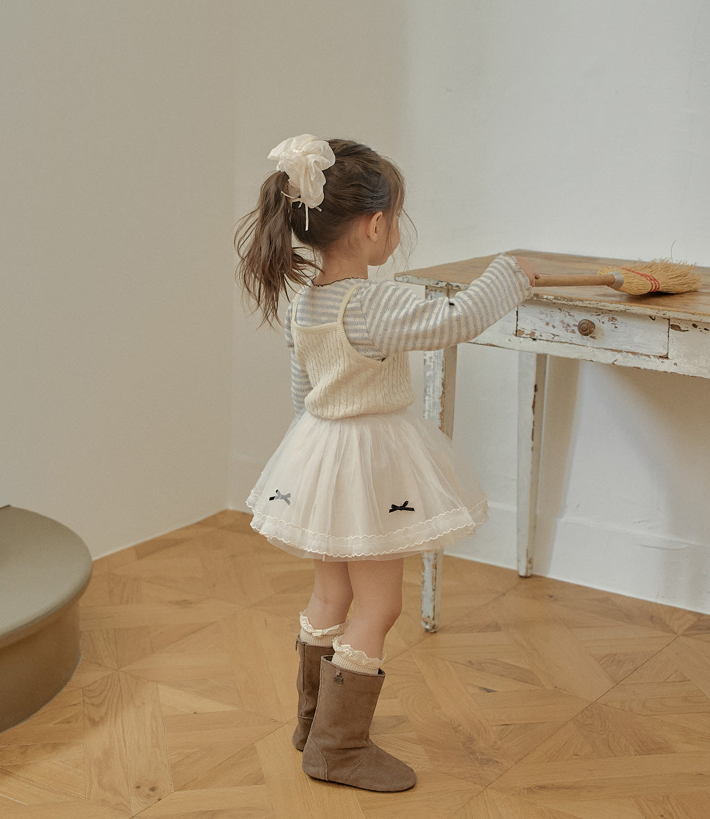 韓國童裝 25秋 | MN25306 Ribbon Lace Skirt