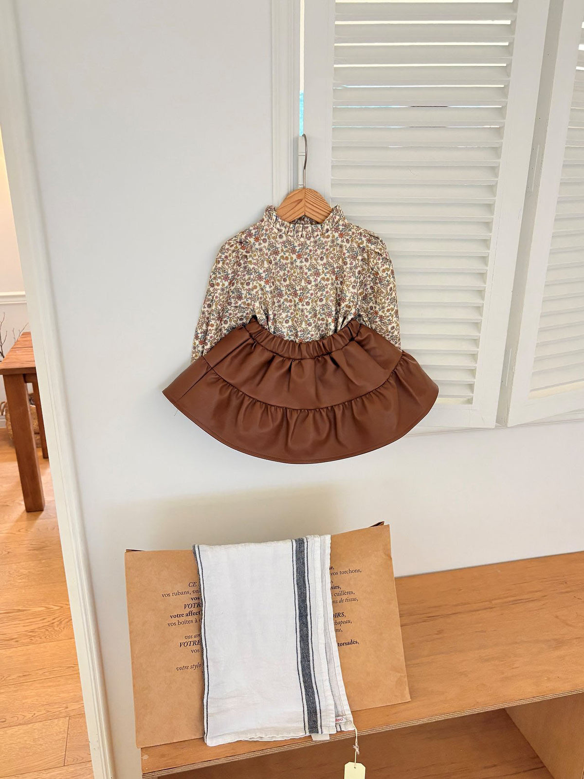 韓國童裝 26秋| OH10 Leather Shirring Skirt 半身裙