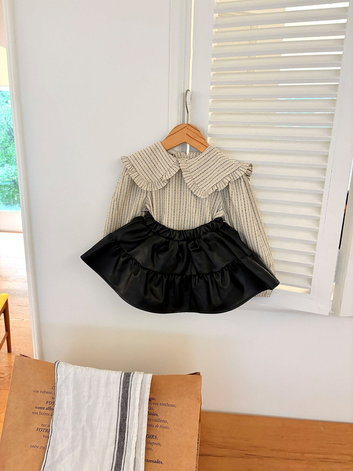 韓國童裝 26秋| OH10 Leather Shirring Skirt 半身裙