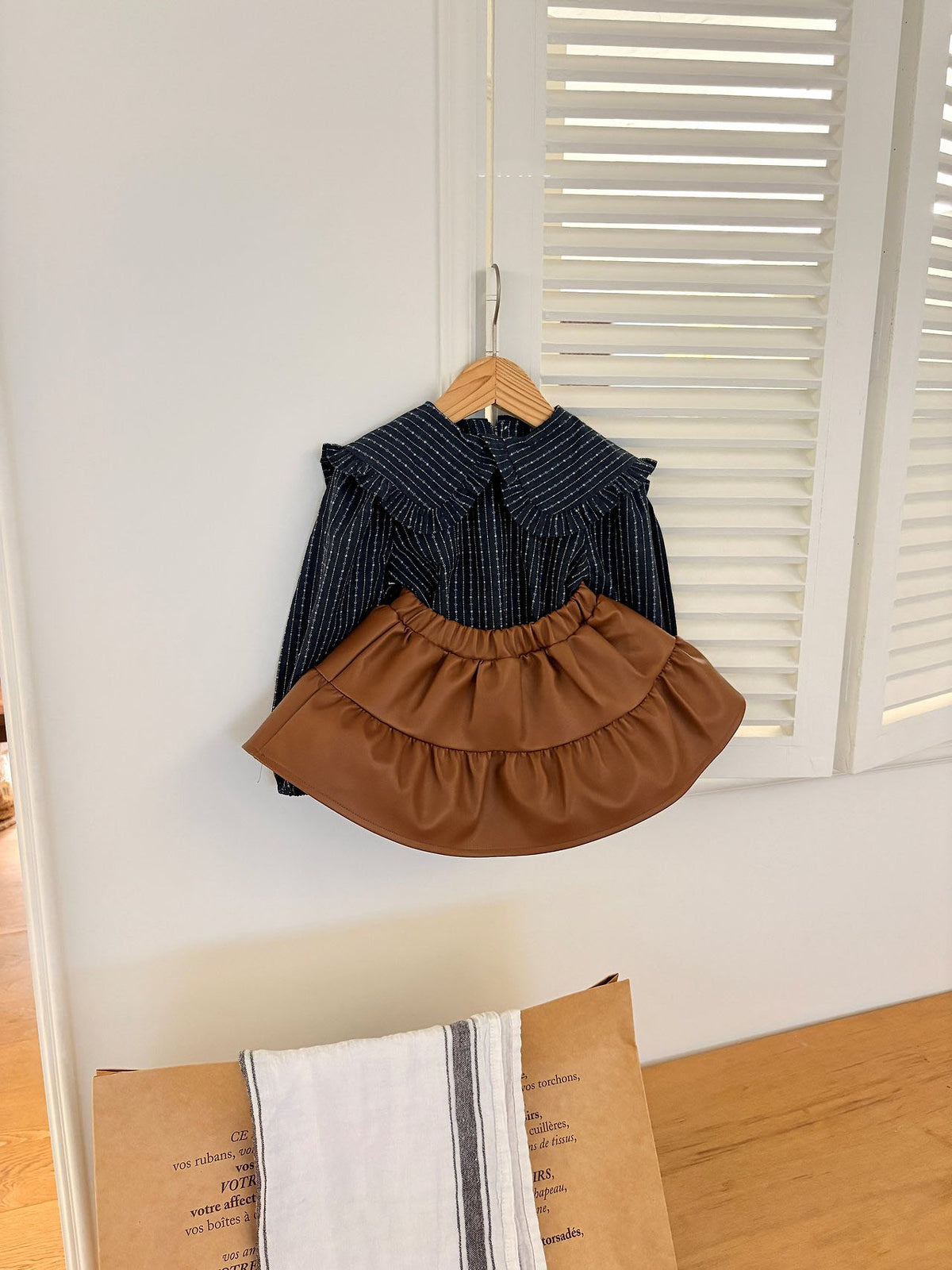 韓國童裝 26秋| OH10 Leather Shirring Skirt 半身裙