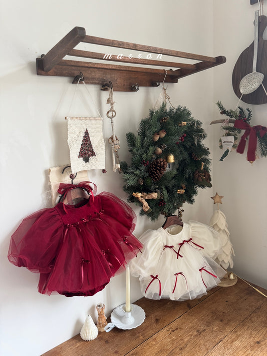 韓國童裝 25秋冬 | MA25460 Christmas Ribbon Baby Suit & Kids OPS