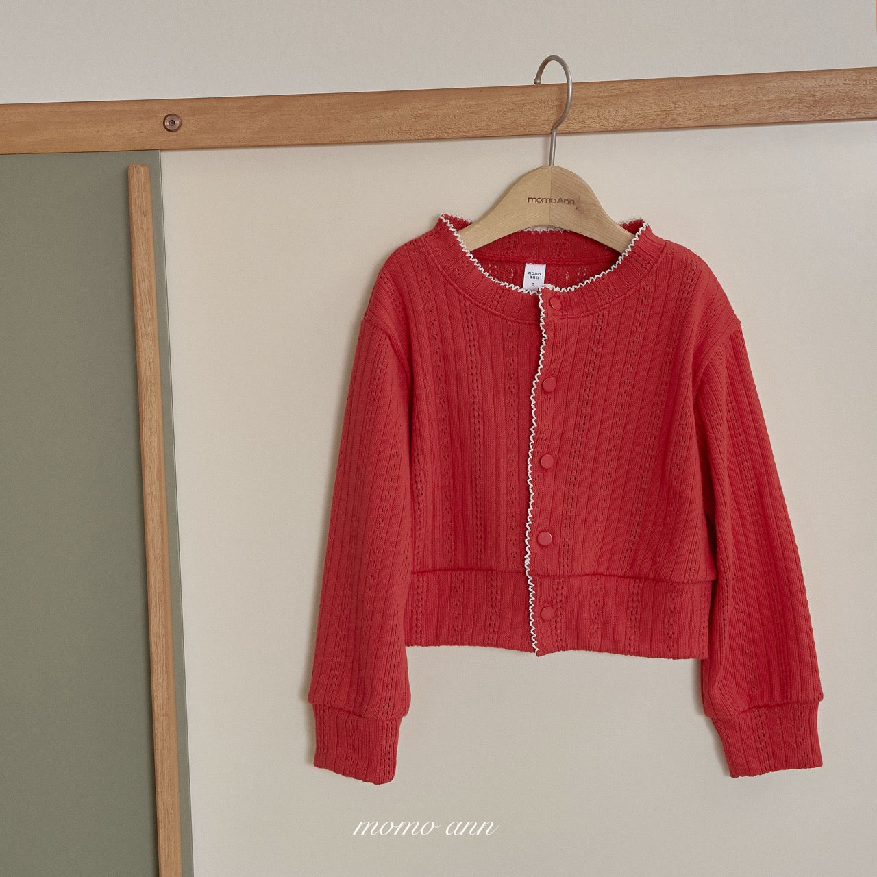 韓國童裝 26春| MN26107 Red Cardigan