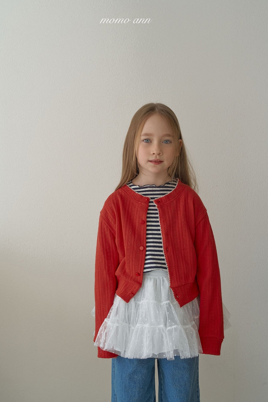 韓國童裝 26春| MN26107 Red Cardigan