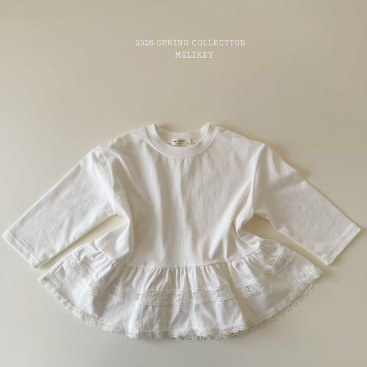 韓國童裝 26春 | ME26124 Lace Frill Tee
