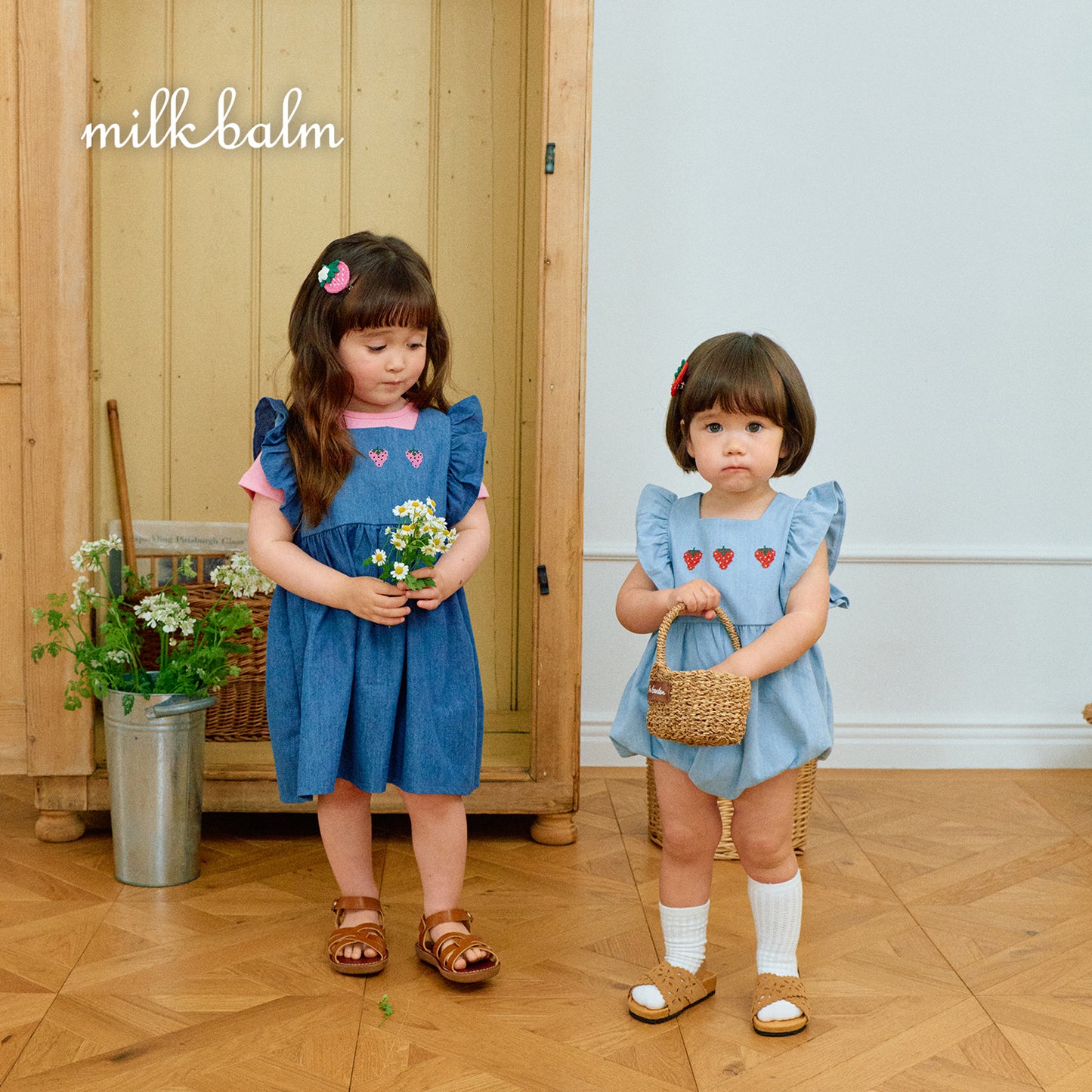 韓國童裝 26夏| MK13 Strawberry Denim Suit (75-90cm)