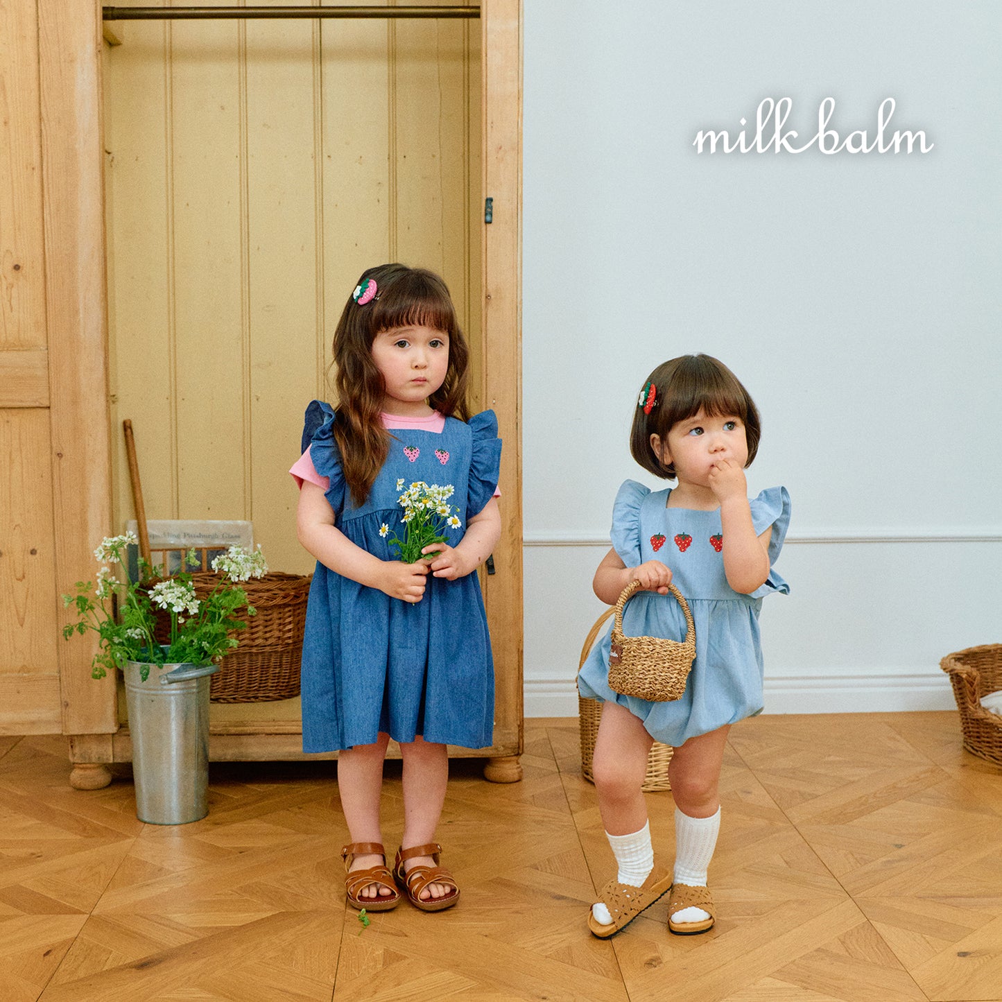 韓國童裝 26夏| MK13 Strawberry Denim Suit (75-90cm)