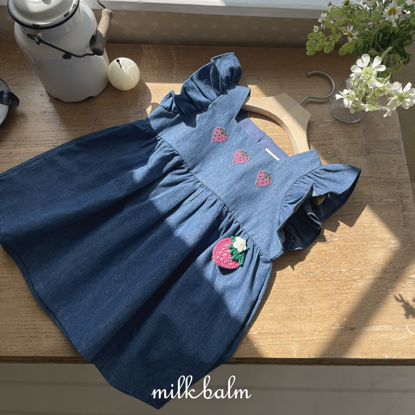 韓國童裝 26夏| MK14 Strawberry Denim OPS (80-120cm)