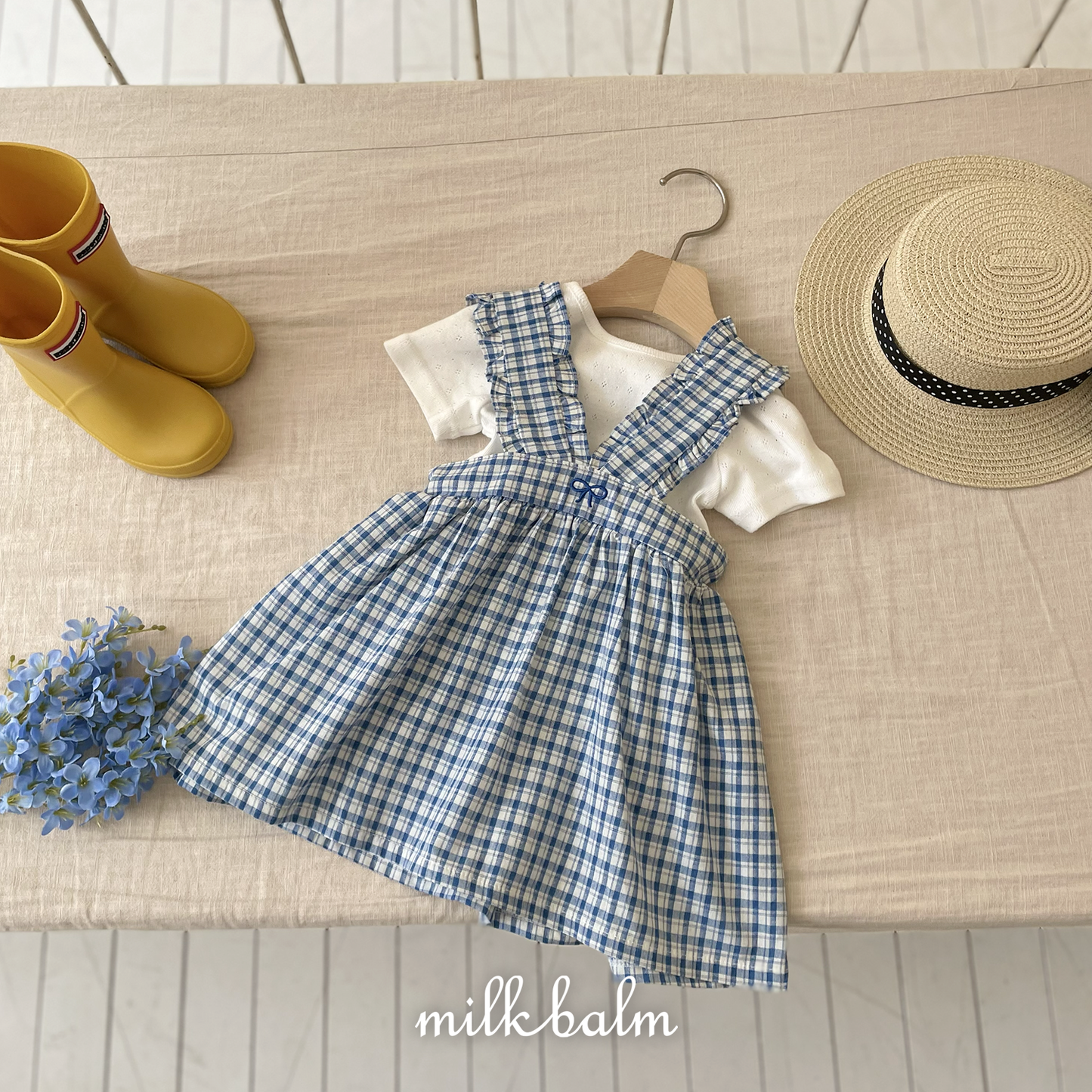 韓國童裝 26夏| MK22 Ribbon Embroidery Suspender SK (80-120cm)