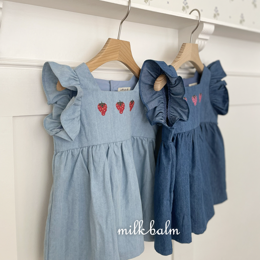 韓國童裝 26夏| MK14 Strawberry Denim OPS (80-120cm)