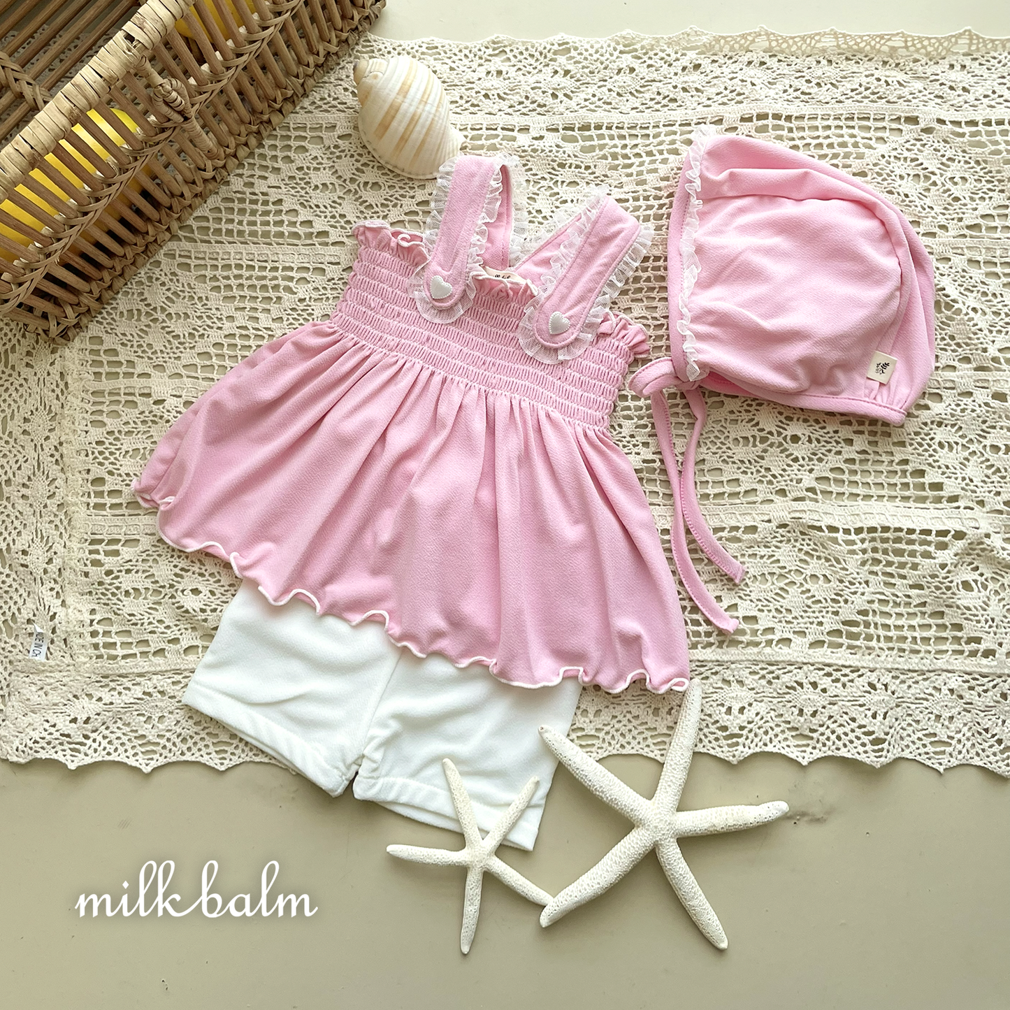 韓國童裝 26夏| MK01 Bella Smocking Swimsuit SET (80-120cm)