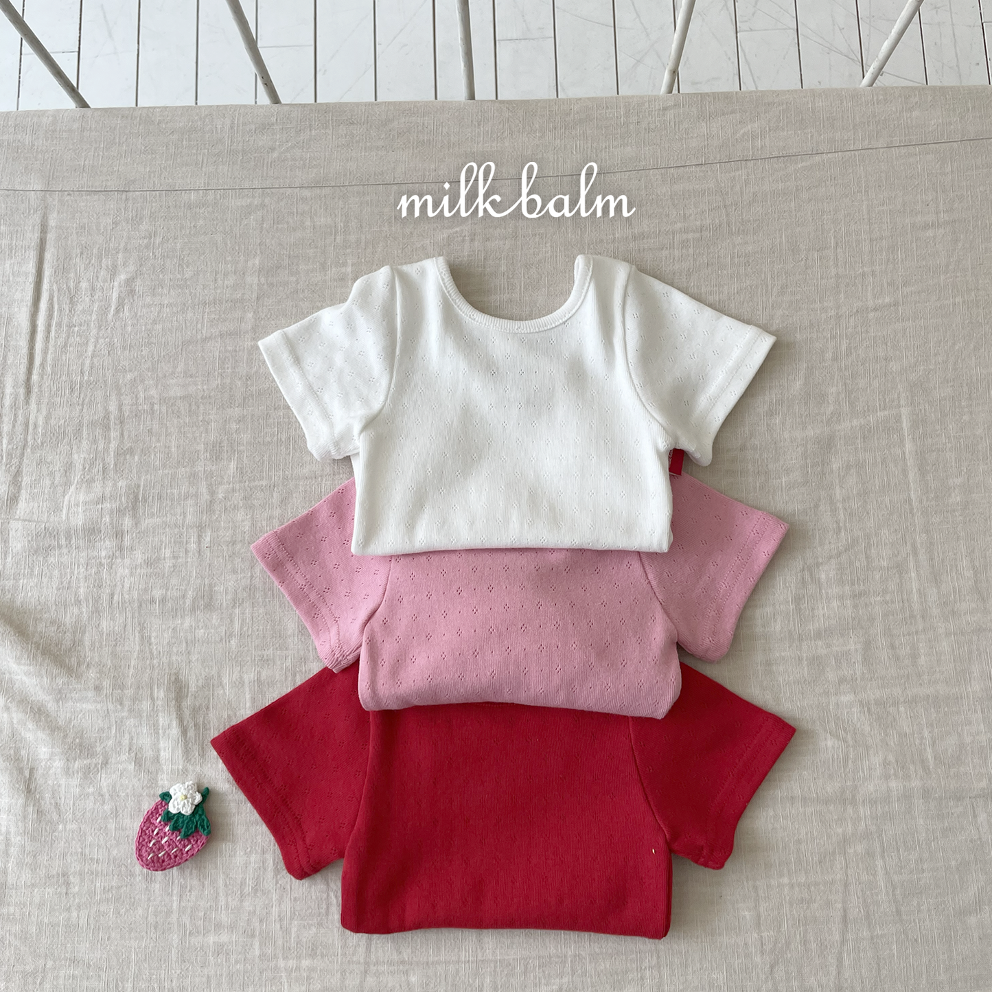 韓國童裝 26夏| MK23 Eyelet X-back Short Sleeve T (80-120cm)