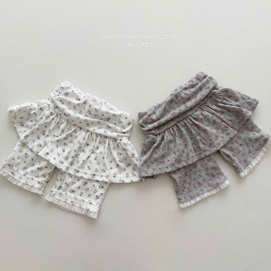 韓國童裝 26夏| ME48 Shirring Skirt Leggings 5-bu 抓皺裙褲5分褲 (80-140cm)