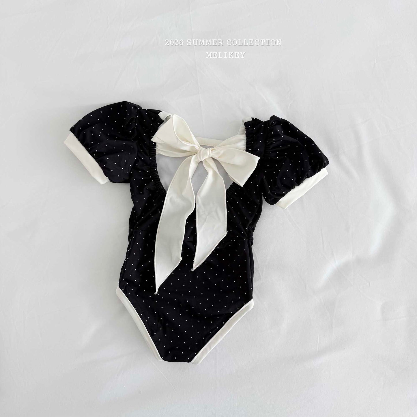 韓國童裝 26夏| ME60 Mini Dot Swimsuit (Black) 迷你波點連身泳裝 (黑) (90-130cm)