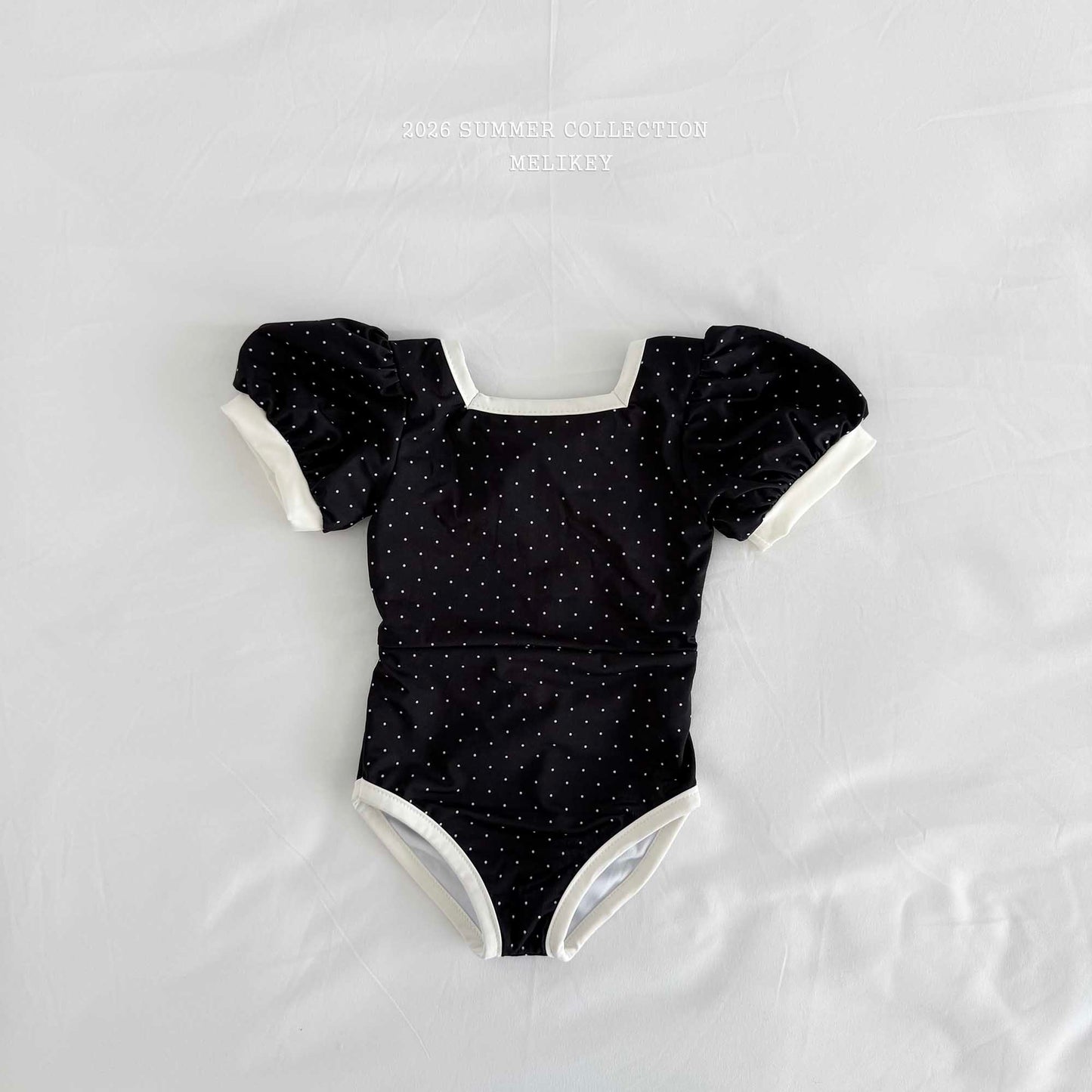 韓國童裝 26夏| ME60 Mini Dot Swimsuit (Black) 迷你波點連身泳裝 (黑) (90-130cm)