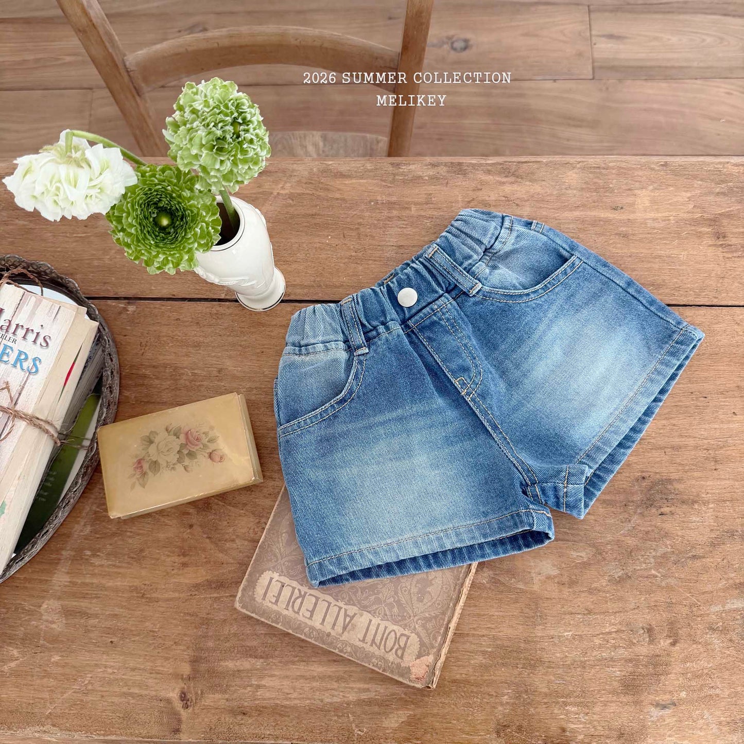 韓國童裝 26夏| ME49 Brush Denim P 刷色牛仔短褲 (80-140cm)