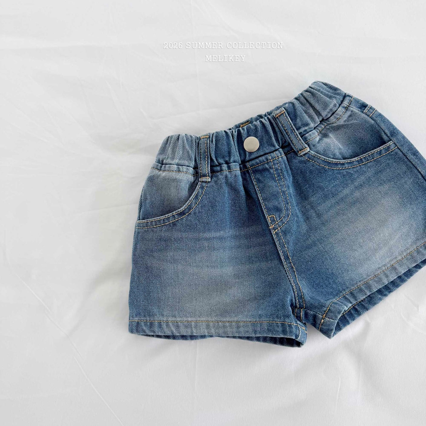 韓國童裝 26夏| ME49 Brush Denim P 刷色牛仔短褲 (80-140cm)
