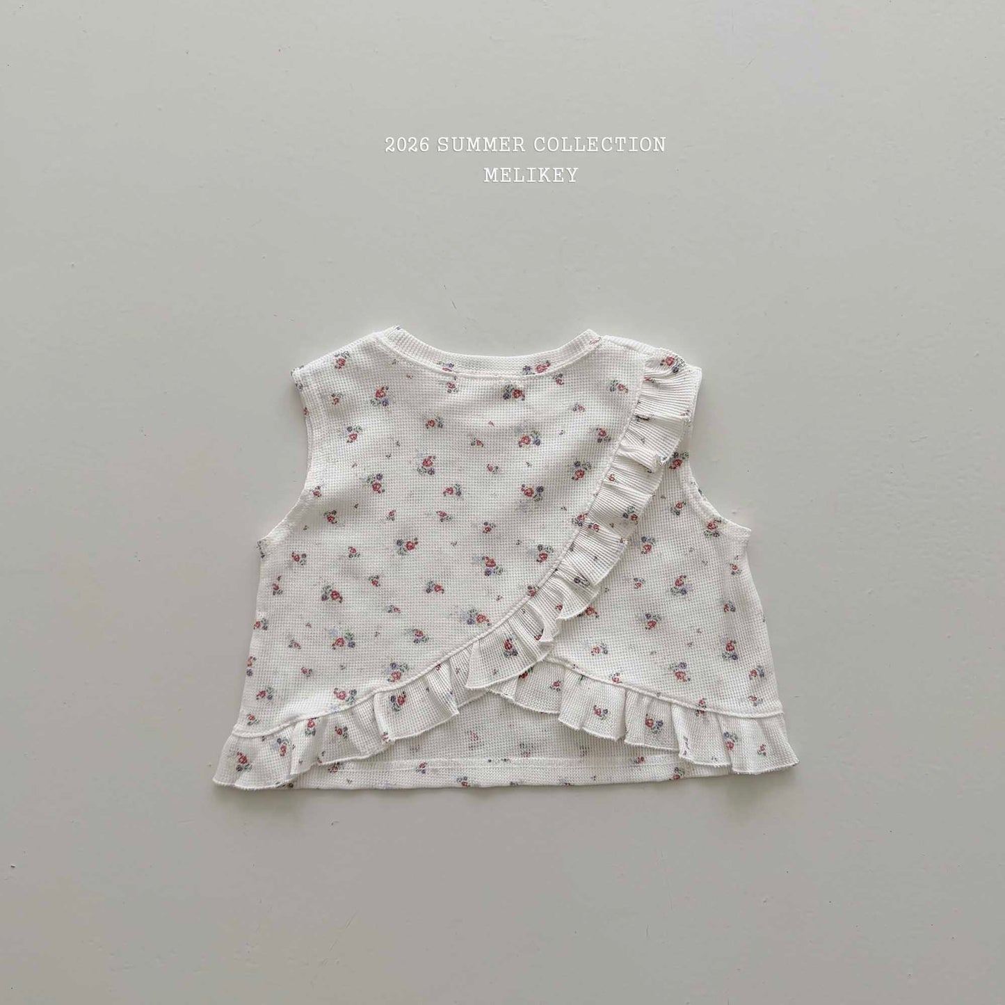 韓國童裝 26夏| ME44 Dindin Frill Sleeveless T Dindin 荷葉邊無袖T恤 (80-140cm)