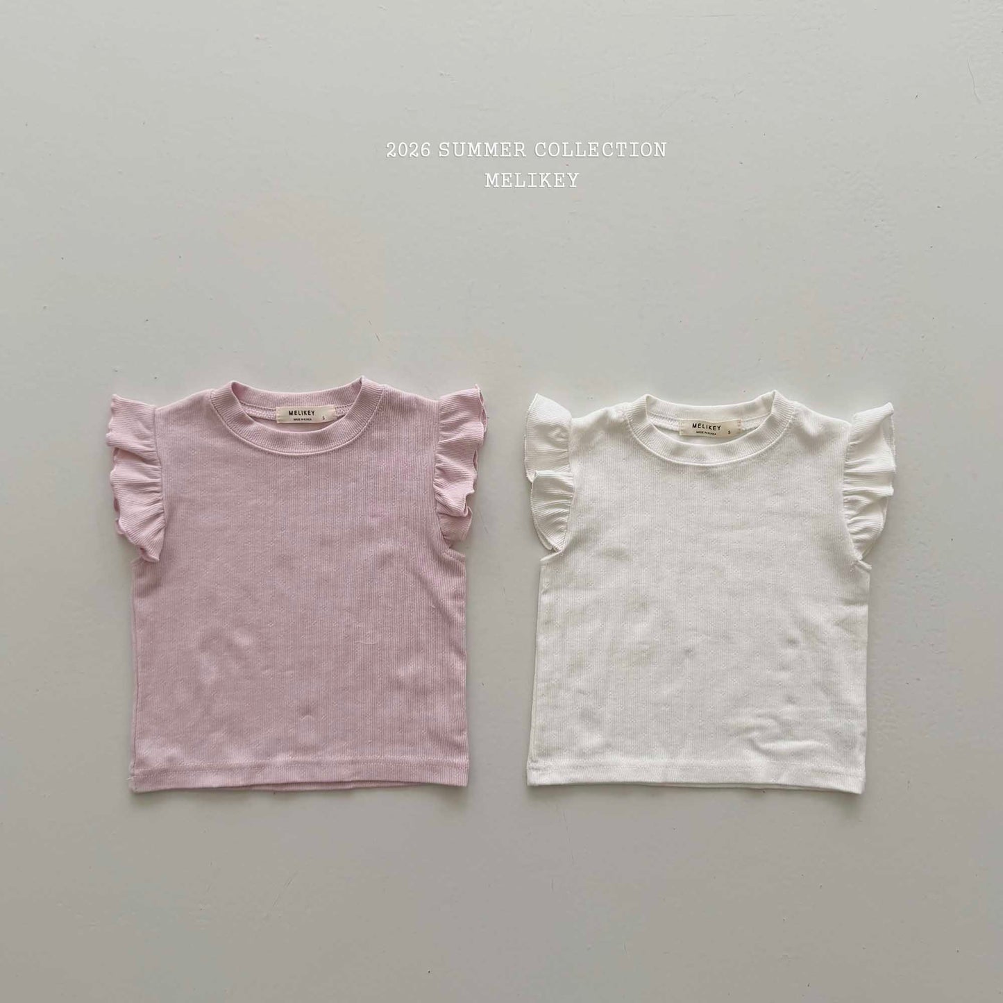 韓國童裝 26夏| ME42 Macaron Frill T 馬卡龍荷葉邊T恤 (80-140cm)