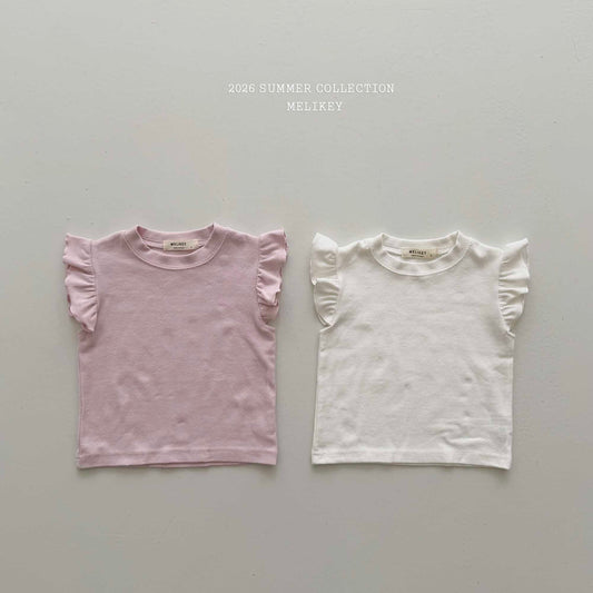 韓國童裝 26夏| ME42 Macaron Frill T 馬卡龍荷葉邊T恤 (80-140cm)