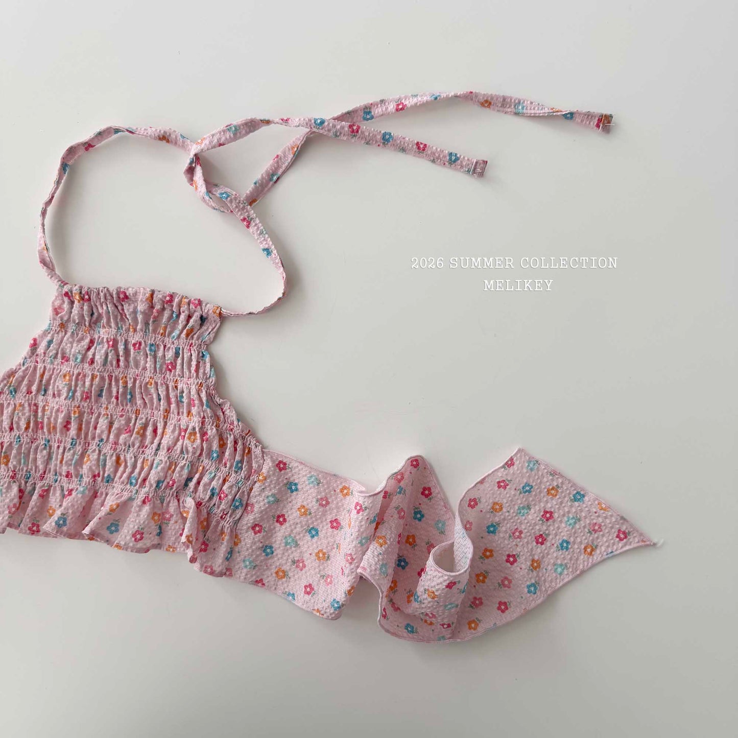 韓國童裝 26夏| ME50 Jelly Flower Halter Neck 果凍花朵掛脖上衣 (80-140cm)