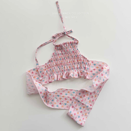韓國童裝 26夏| ME50 Jelly Flower Halter Neck 果凍花朵掛脖上衣 (80-140cm)