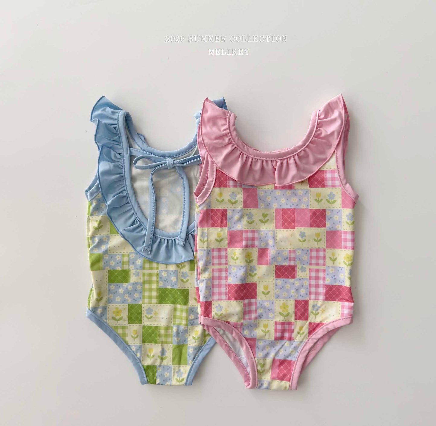 韓國童裝 26夏| ME56 Garden Frill Swimsuit 花園荷葉邊連身泳裝 (90-130cm)