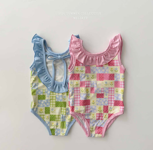韓國童裝 26夏| ME56 Garden Frill Swimsuit 花園荷葉邊連身泳裝 (90-130cm)