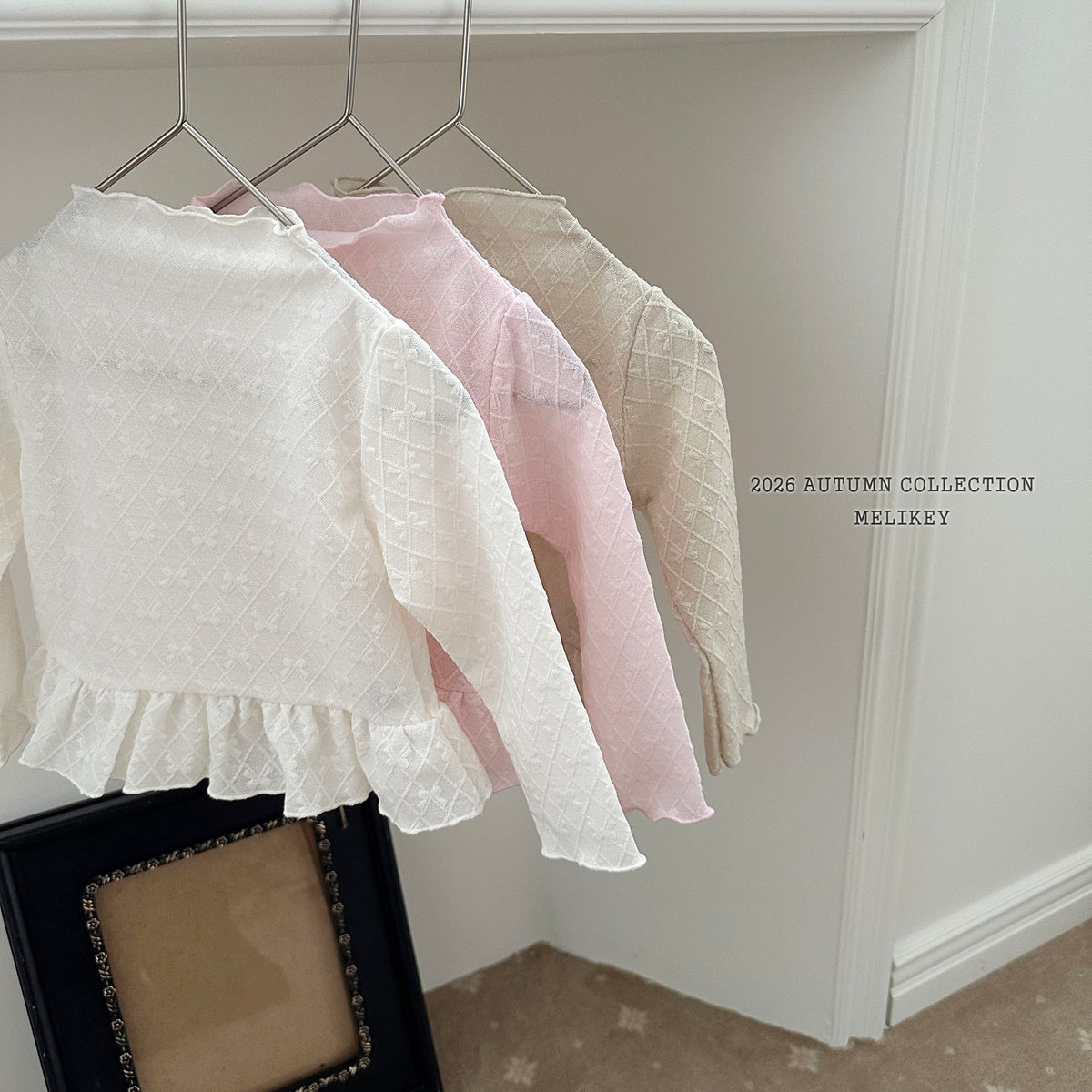韓國童裝 26秋| ME05 Frill Ribbon Mesh T-shirt 上衣 (80-140)