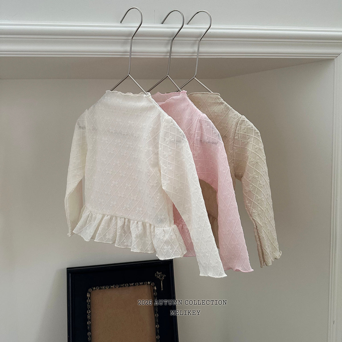 韓國童裝 26秋| ME05 Frill Ribbon Mesh T-shirt 上衣 (80-140)
