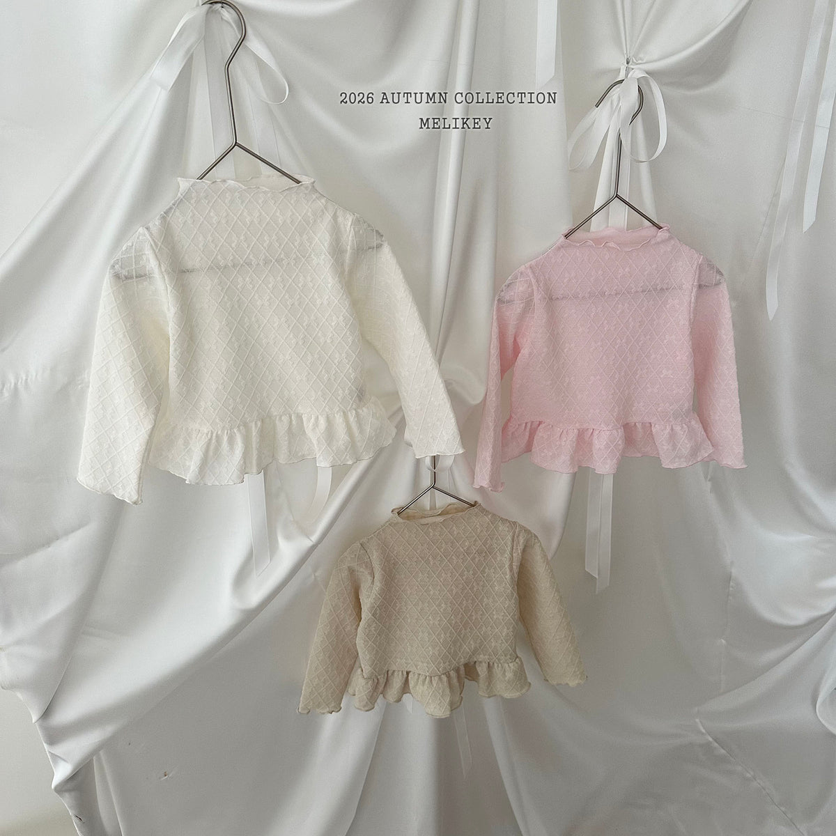 韓國童裝 26秋| ME05 Frill Ribbon Mesh T-shirt 上衣 (80-140)