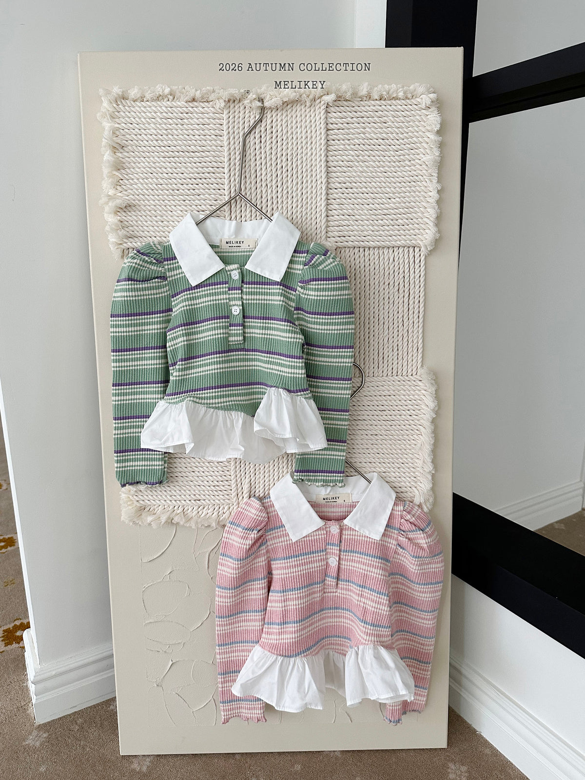 韓國童裝 26秋| ME17 Diagonal Frill Collar T-shirt 上衣 (80-140)