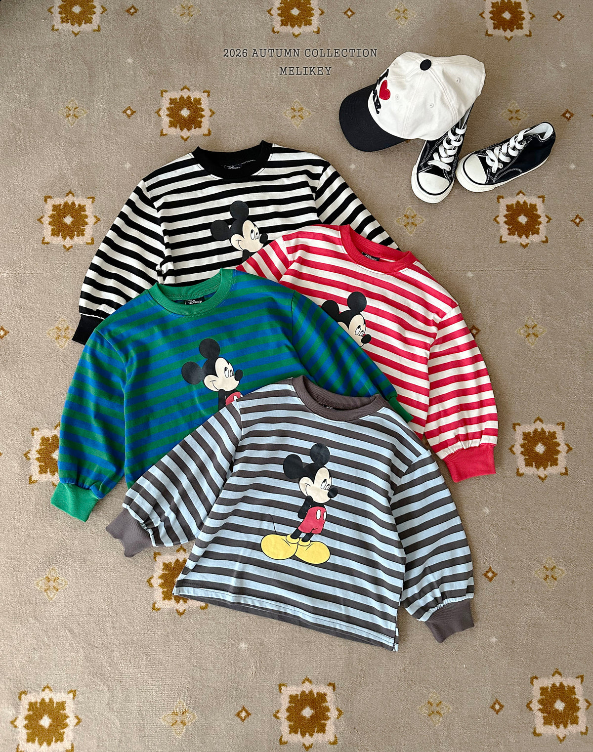 韓國童裝 26秋| ME24 Mickey Ribbed T-shirt 上衣 (80-140)
