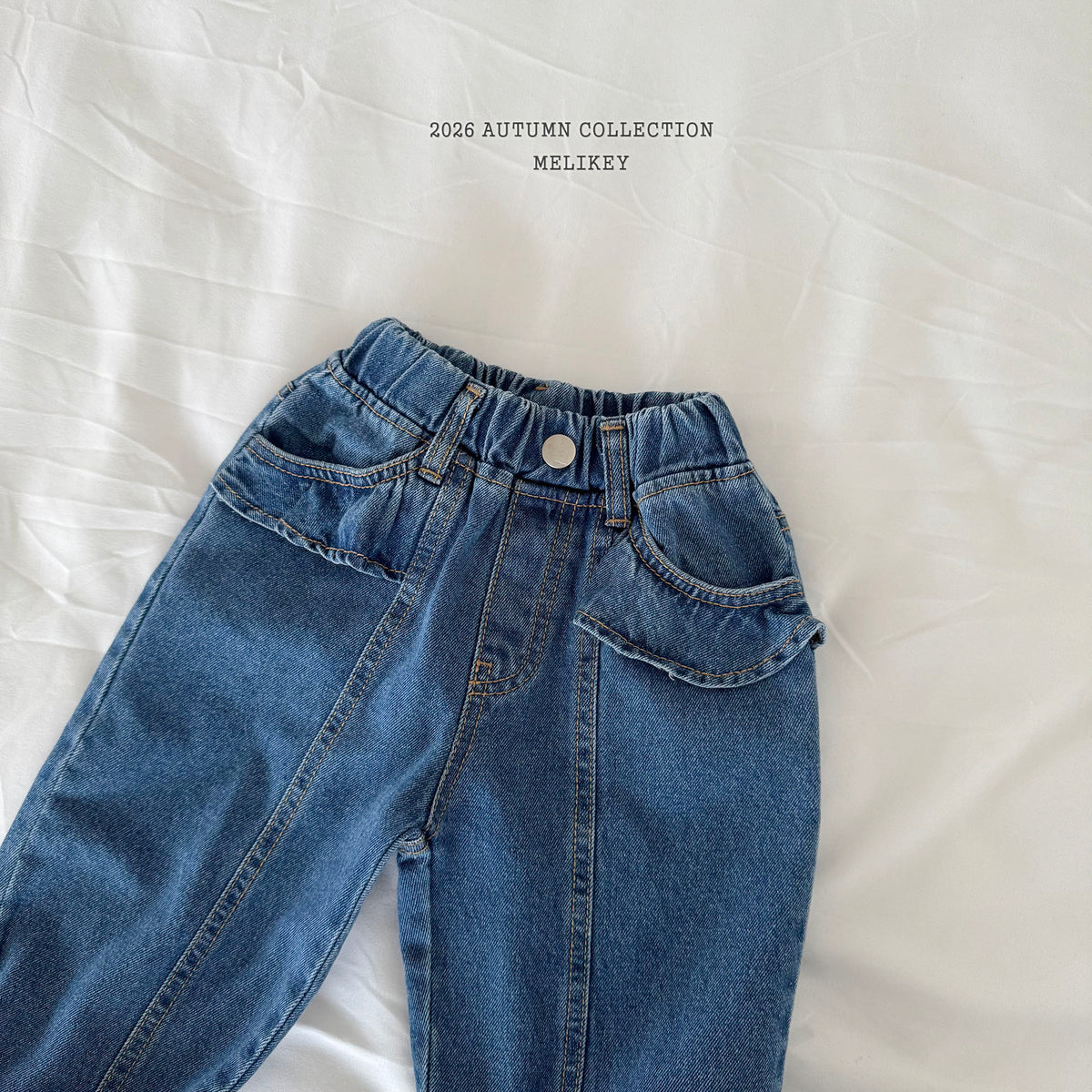 韓國童裝 26秋| ME48 Frill Cut Denim Pants 寬鬆牛仔長褲 (80-140)