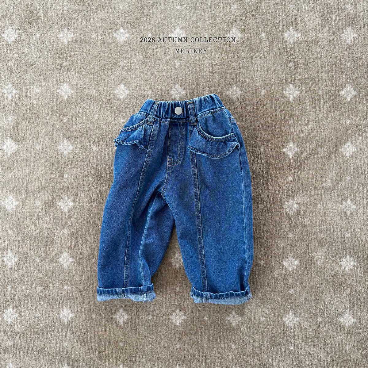 韓國童裝 26秋| ME48 Frill Cut Denim Pants 寬鬆牛仔長褲 (80-140)
