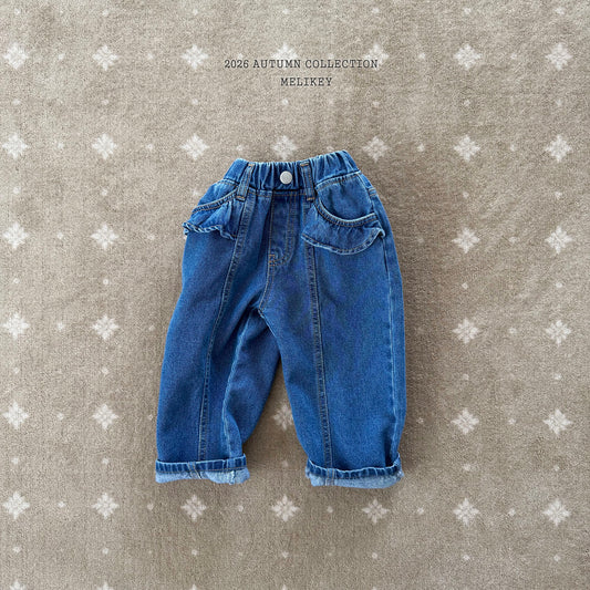 韓國童裝 26秋| ME48 Frill Cut Denim Pants 寬鬆牛仔長褲 (80-140)