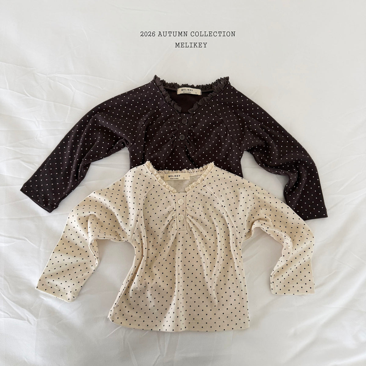 韓國童裝 26秋| ME04 Dot Shirring T-shirt 上衣 (80-140)