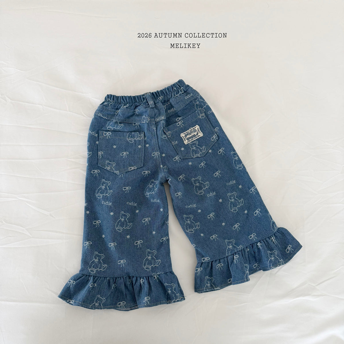 韓國童裝 26秋| ME49 Bear Frill Jeans 牛仔長褲 (80-140)