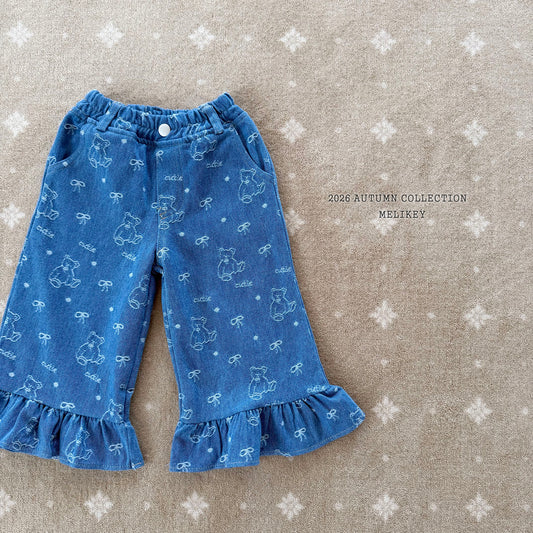 韓國童裝 26秋| ME49 Bear Frill Jeans 牛仔長褲 (80-140)