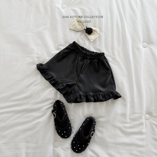 韓國童裝 26秋| ME32 Leather Frill Shorts 皮短褲 (80-140)
