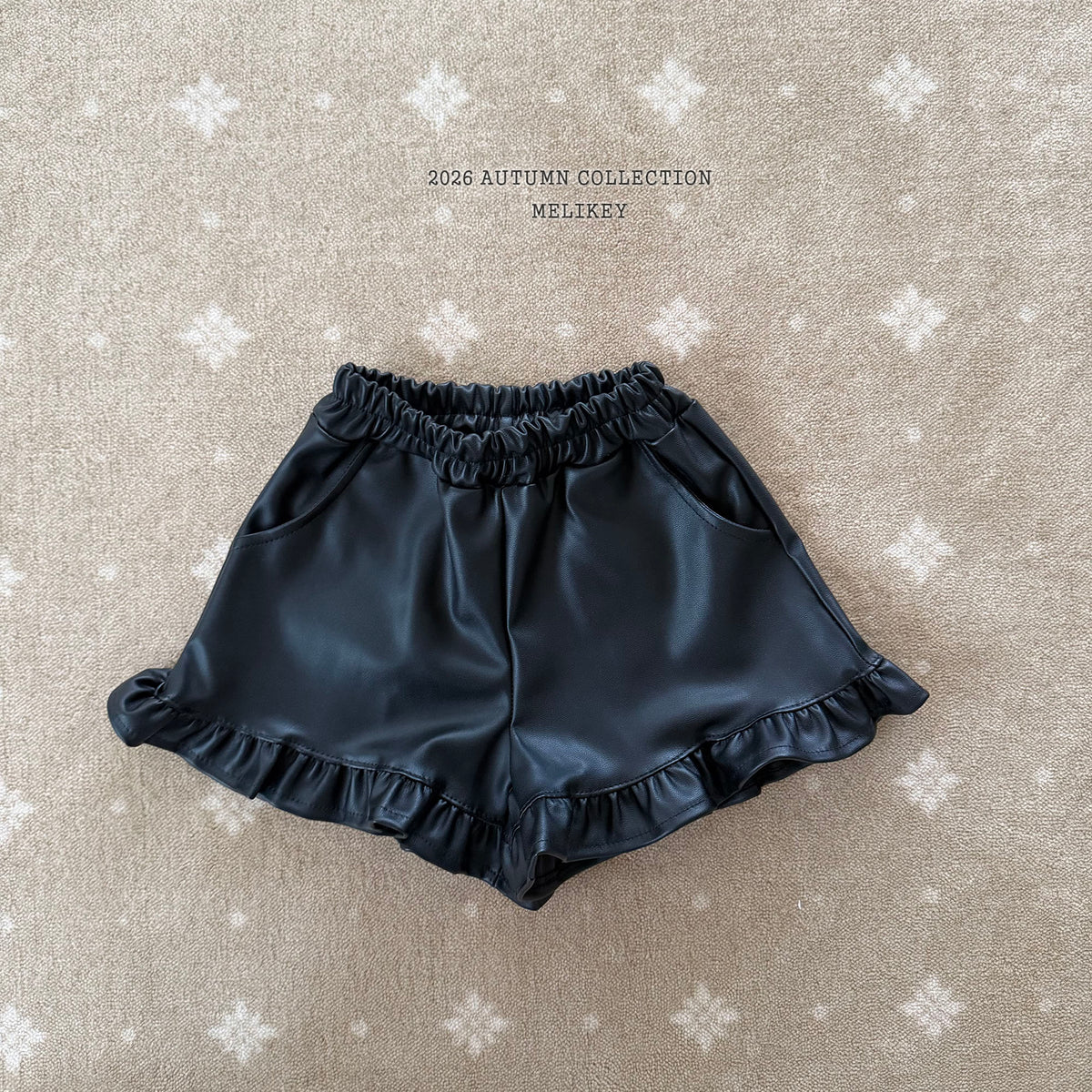 韓國童裝 26秋| ME32 Leather Frill Shorts 皮短褲 (80-140)