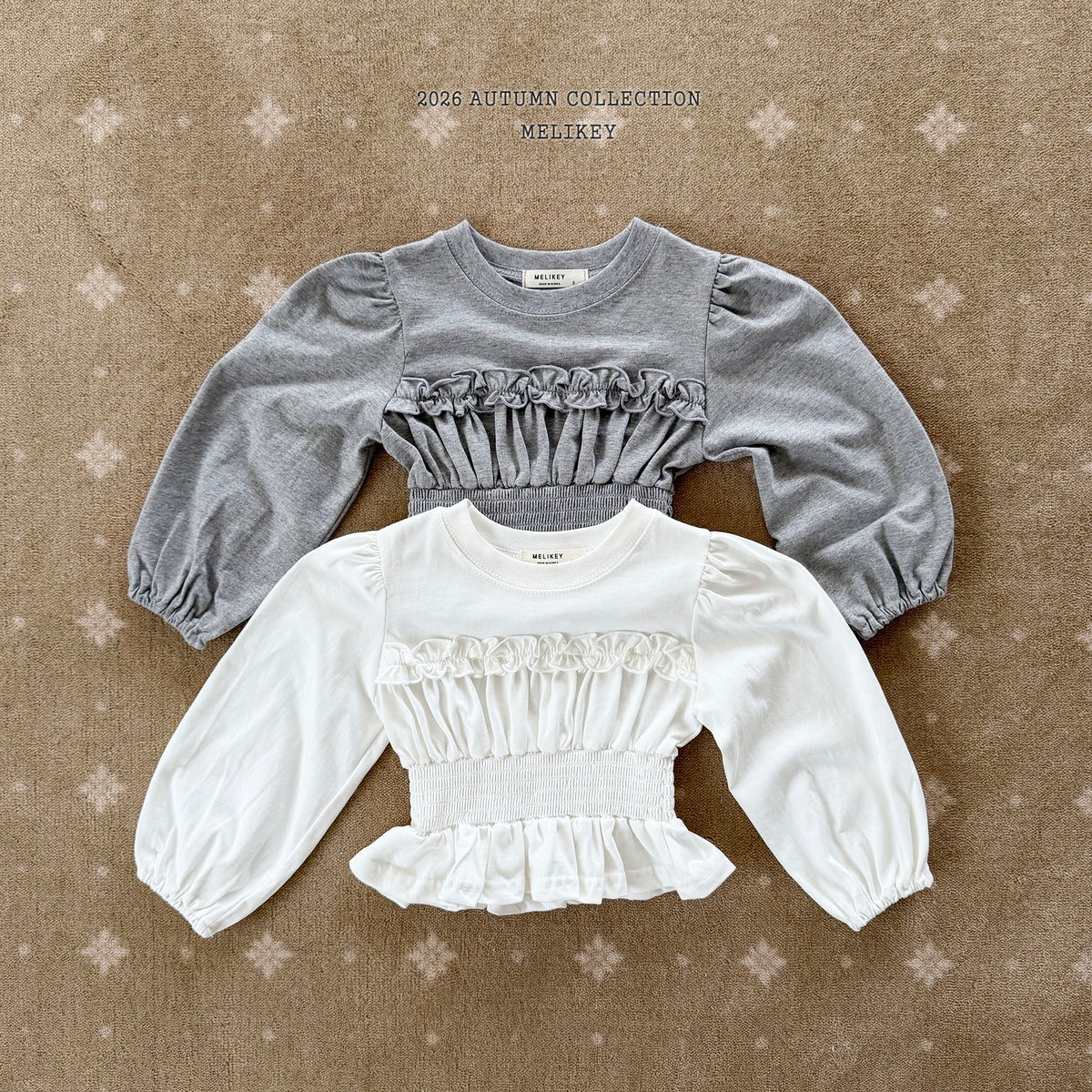 韓國童裝 26秋| ME19 Smock Frill T-shirt 上衣 (80-140)