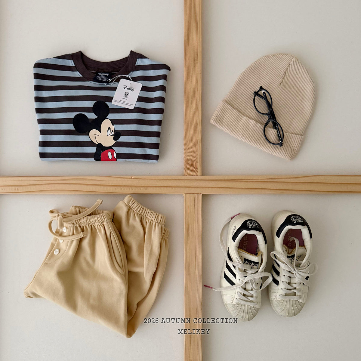 韓國童裝 26秋| ME24 Mickey Ribbed T-shirt 上衣 (80-140)