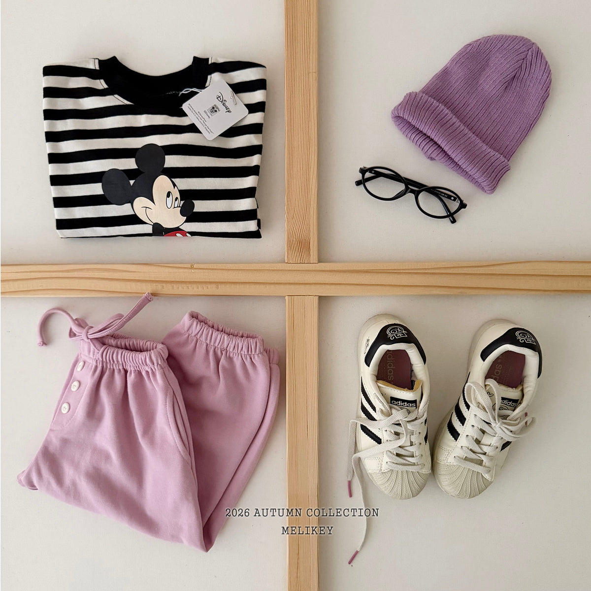 韓國童裝 26秋| ME24 Mickey Ribbed T-shirt 上衣 (80-140)