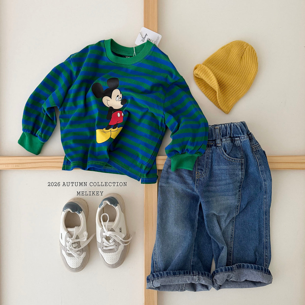 韓國童裝 26秋| ME24 Mickey Ribbed T-shirt 上衣 (80-140)